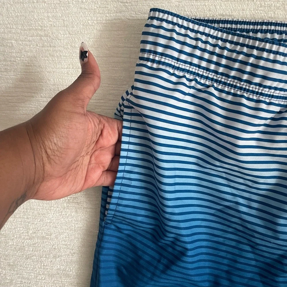 George Blue Ombre Stripe Swim Trunks